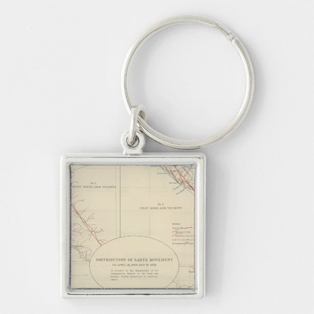 Llavero Distribución del movimiento terrestre en Californi (Frente)