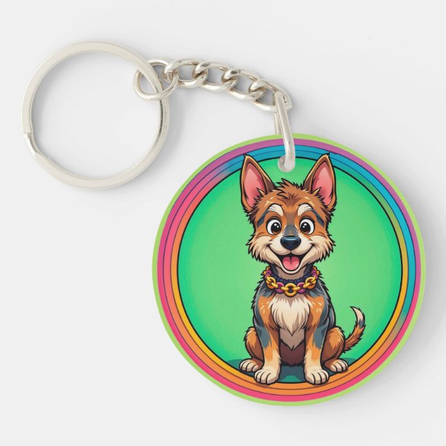 Llavero 🌸 Diversión de Color Pop de Perrito Feliz Estilo  (Frente)