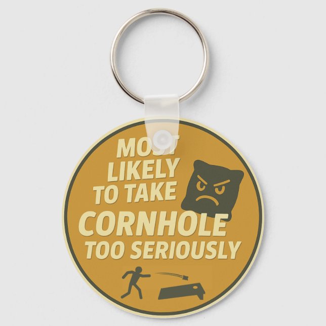 Llavero Diversión de Cornhole Demasiado Seria (Anverso)