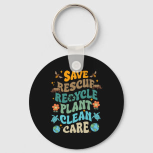 Llavero Diversión Día de la Tierra Salvar Rescate Reciclar