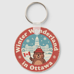 Llavero Diversión Invernal del Castor Retro Ottawa