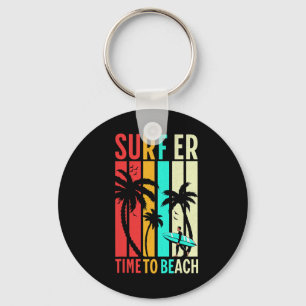 Llavero Divertida tabla de surf retro de playa vintage