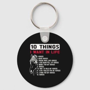 Llavero Divertidas 10 cosas que quiero en la vida Caballos
