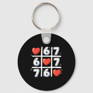 Llavero Divertido 6 7 Tic Tac Toe Corazón 67 San Valentín 