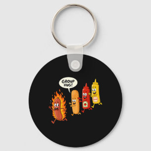 Llavero Divertido Abrazo Grupal de Hotdog Salchicha Pan de
