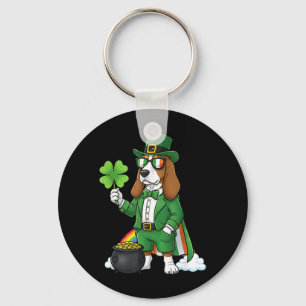 Llavero Divertido Basset Hound Duende Día de San Patricio
