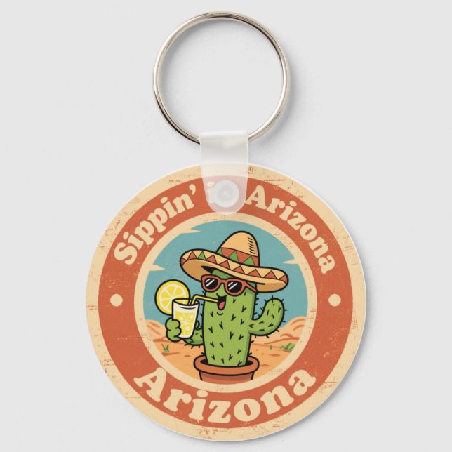 Llavero Divertido Cactus de Arizona Antiguo (Anverso)
