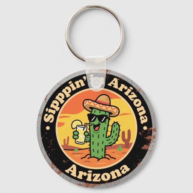 Llavero Divertido Cactus de Arizona Antiguo (Anverso)