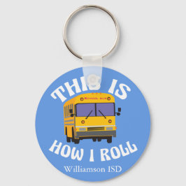 Llavero Divertido conductor de autobús escolar hace el rec