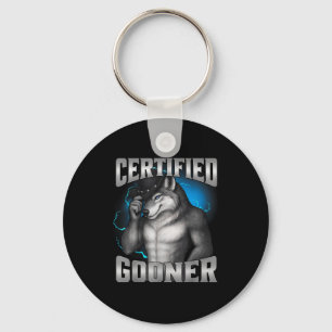 Llavero Divertido Cringe Sigma Lobo Certificado Gooner