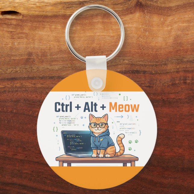 Llavero Divertido Ctrl Alt Maullido Gato Programador Pytho (Anverso)