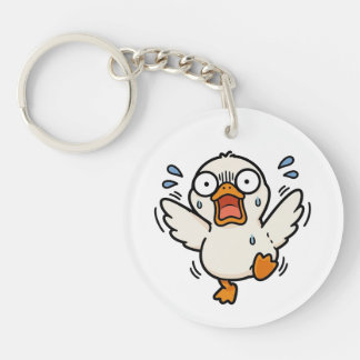 Llavero divertido de pato en pánico Kawaii Meme
