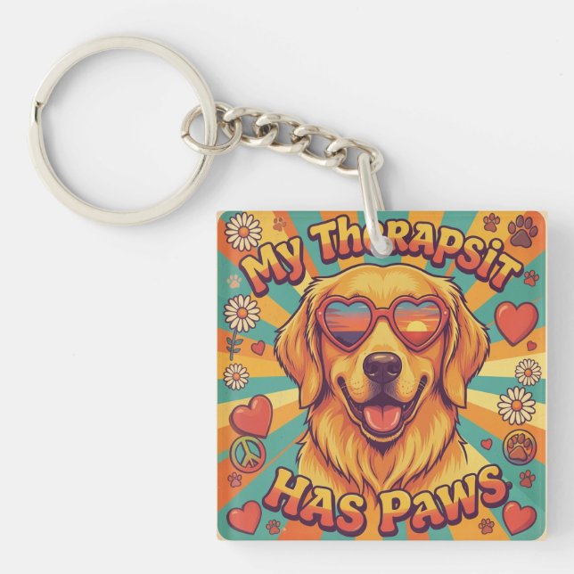 Llavero divertido de perro Retriever Dorado (Frente)