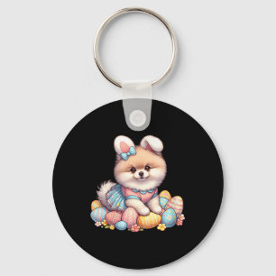 Llavero Divertido Día de Pascua Pomerania Bunny Costume