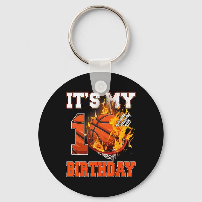 Llavero Divertido es mi décimo cumpleaños, básquetbol de 1 (Anverso)