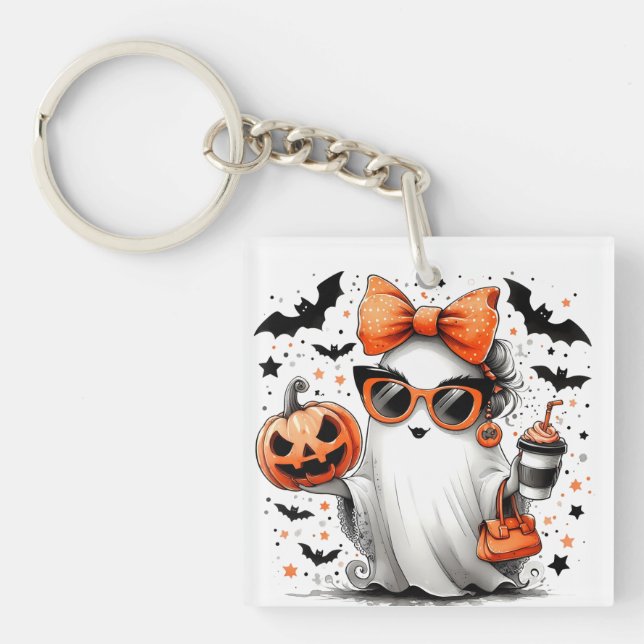 Llavero Divertido fantasma de Halloween (Frente)