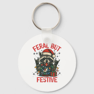 Llavero Divertido Festivo Pero Feroz Santa Mapache Amante