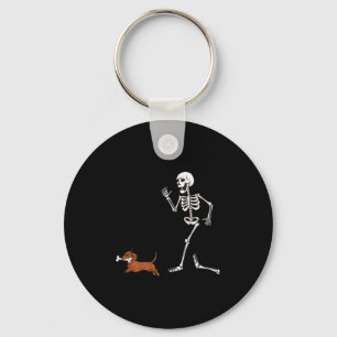 Llavero Divertido Halloween Dachshund Y Skeleton