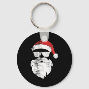 Llavero Divertido Hipster Santa Face con barba Gorra y len
