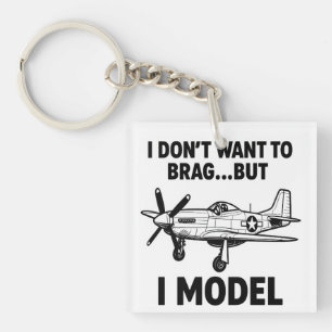 Llavero Divertido modelo de avión con cita P‑51 Mustang