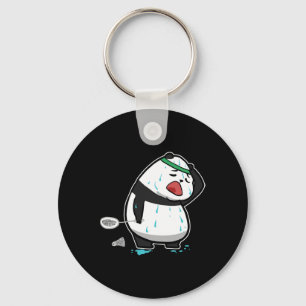 Llavero Divertido Panda Cansado Jugando Badminton