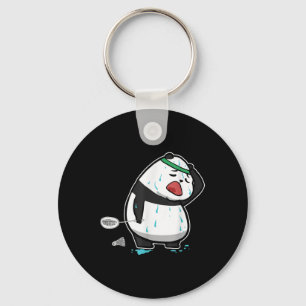 Llavero Divertido Panda Cansado Jugando Badminton
