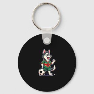 Llavero Divertido perro Husky perro futbolista keniano - K