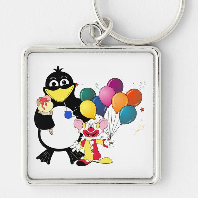 Llavero Divertido pingüino y personalizado de payasos (Frente)