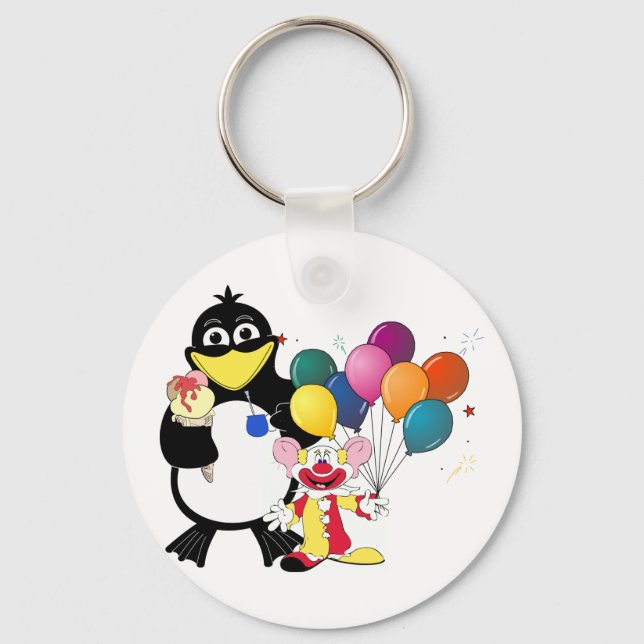 Llavero Divertido pingüino y personalizado de payasos (Anverso)