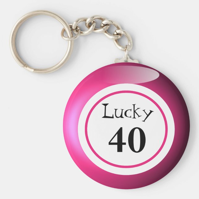 Llavero Divertido Pink Lucky Number Bingo Ball Tema (Frente)