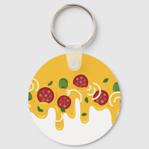 Llavero Divertido Queso de Pizza Goteante Retro Keto Fiest