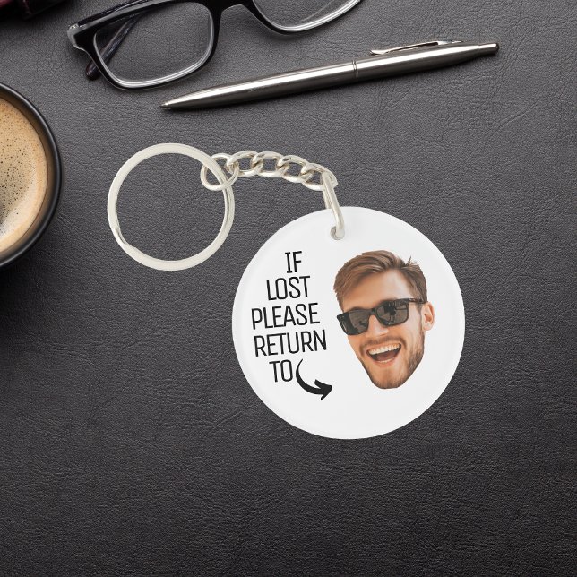 Llavero Divertido Si El Regreso Perdido A Los Hombres Se E (Funny If Lost Return To Men Face Photo Keychain
)