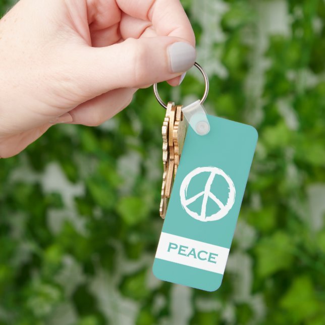 Llavero divertido SÍMBOLO DE PAZ CON NOMBRE | Keychain (Mano)