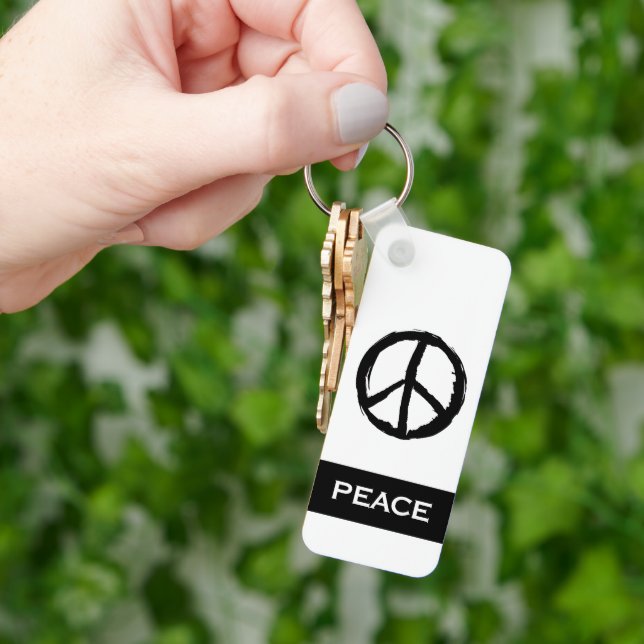 Llavero divertido SÍMBOLO DE PAZ CON NOMBRE | Keychain (Mano)