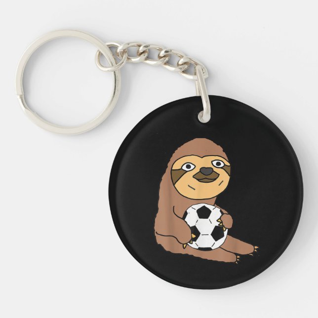 Llavero Divertido Sloth Jugando Fútbol (Frente)