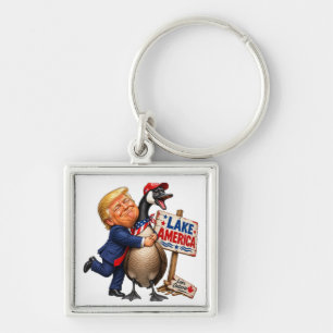 Llavero Divertido Trump Abraza Ganso Lago América Política