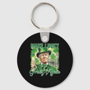 Llavero Divertido Trump Stpatrick Day hace que la suerte v