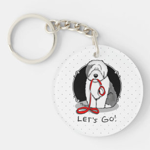 Llavero ¡Divertido Vamos! Walk Old English Sheepdog (Gris