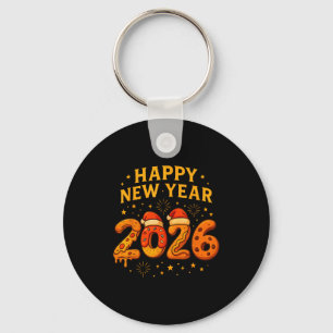 Llavero Diviértete 2026 Feliz Año Nuevo Comida Pizza Donut