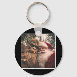 Llavero Diviértete Cute Bigfoot Santa Claus Selfie Navidad