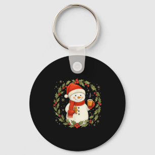 Llavero Diviértete Feliz Navidad Muñeco de Nieve Café Pan
