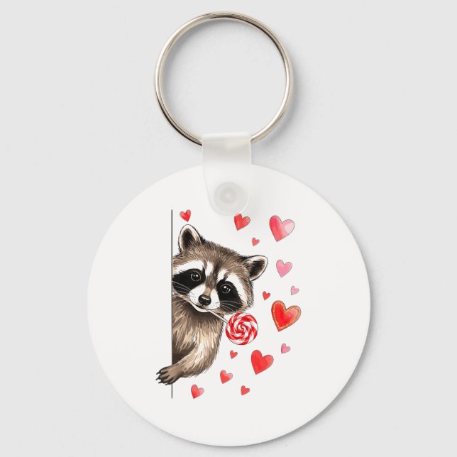 Llavero Diviértete Mapache Feral Día de San Valentín Sarcá (Anverso)