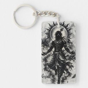 Llavero Divino Señor Krishna Silueta Oscura Arte Grunge