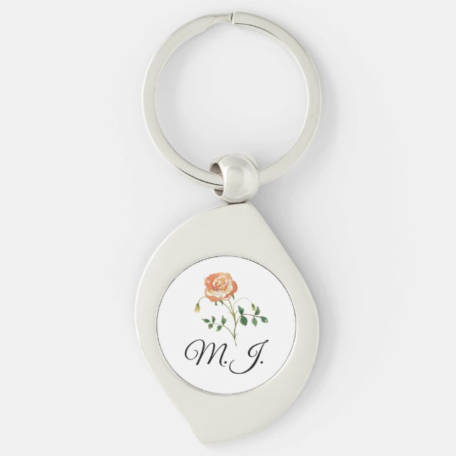 Llavero DIY Keychain rosa Personalizado de flores Texto, N (Anverso)