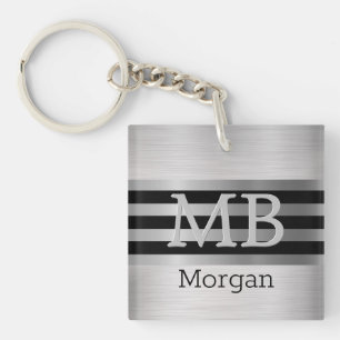 Llavero Diy Monograma/Nombre Banda/Plata Bandas Cepilladas