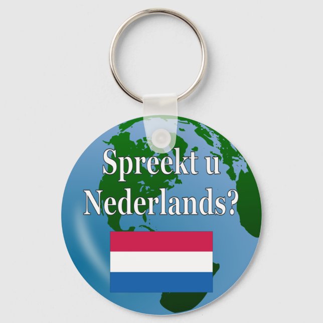 Llavero Do you speak Dutch? in Dutch. Flag & globe (Anverso)