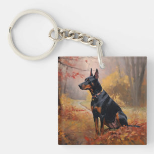 Llavero Doberman en otoño se inspira en las hojas