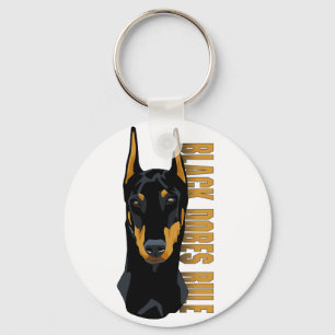 Llavero Doberman Head, Black Dobes Rule