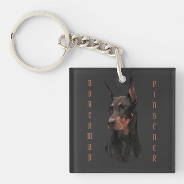 Llavero Doberman Pinscher, Carnicero de camiseta de reloj  (Frente)