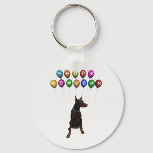 Llavero Doberman Pinscher deseando un feliz Año Nuevo 2016